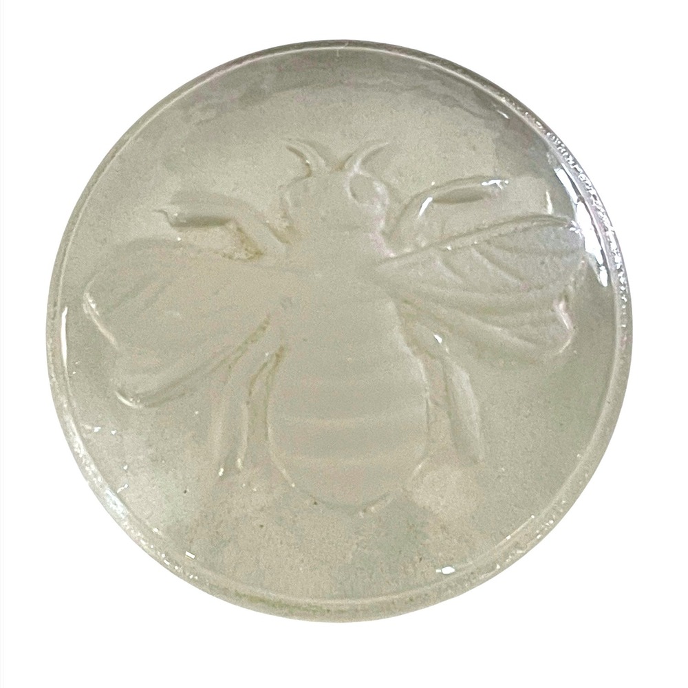 Goebel Clear Glass Bumblebee Paperweight Heavy Crystal Raised Relief Motif 3.5″